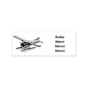 Seaplane cartoon illustration rubber stamp