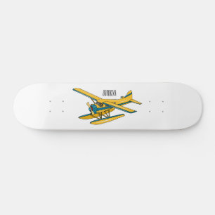 Seaplane cartoon illustration  skateboard