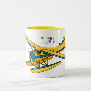 Seaplane cartoon illustration  Two-Tone coffee mug