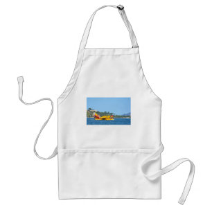 Seaplane taxiing on water. standard apron