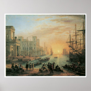 Seaport at Sunset, 1639 Poster