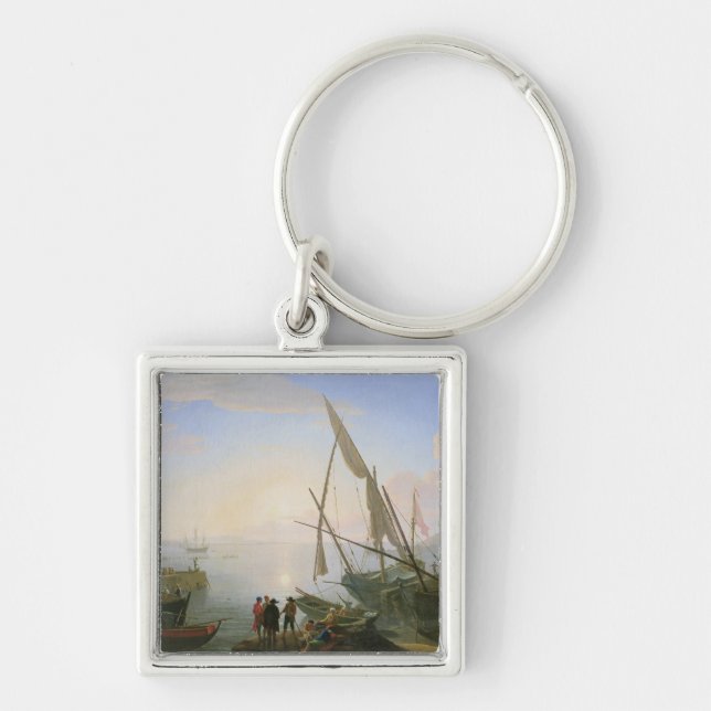 Seaport with sunset key ring (Front)