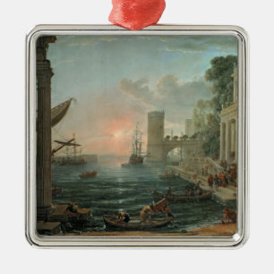 Seaport with the Embarkation Metal Tree Decoration