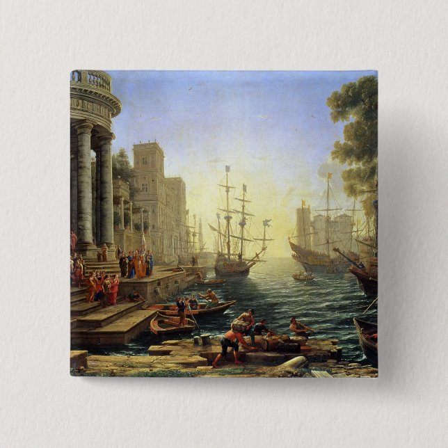 Seaport with the Embarkation of St. Ursula 15 Cm Square Badge (Front)