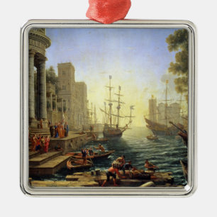 Seaport with the Embarkation of St. Ursula Metal Ornament