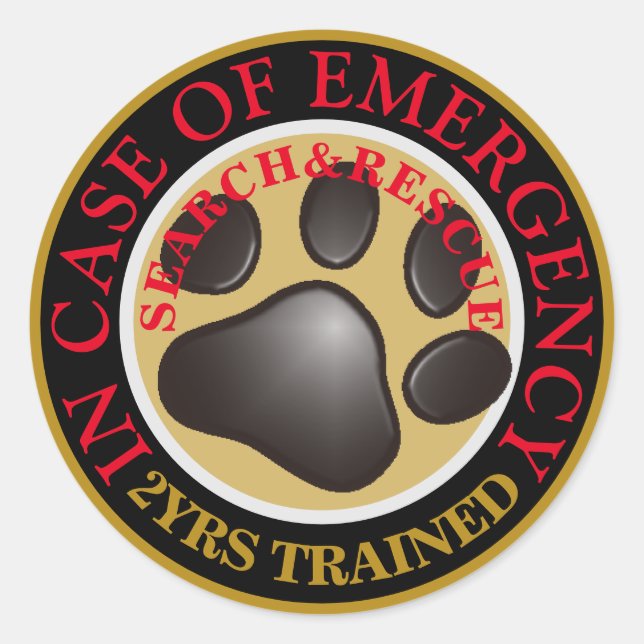 Search+Rescue Dog 2yrs trained Classic Round Stick Sticker (Front)