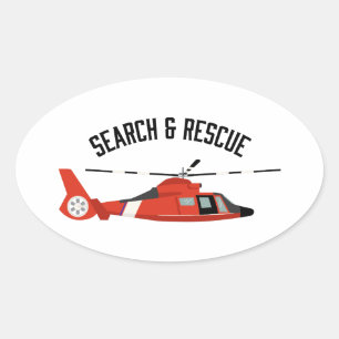 Search & Rescue Helicopter Oval Sticker