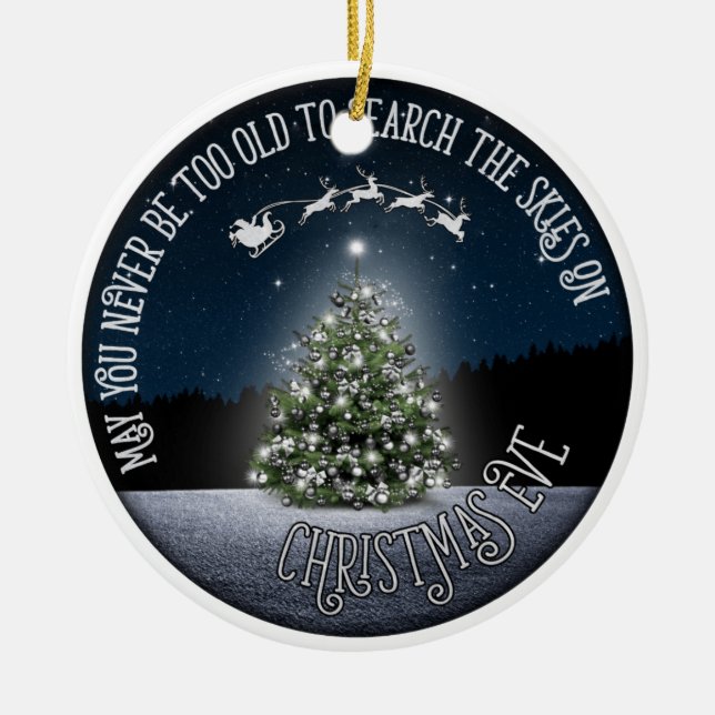 Search the Skies on Christmas Eve Double Sided Ceramic Ornament (Front)
