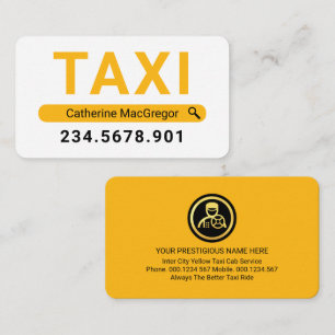 Search Your Name Yellow Taxi Business Card