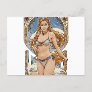 Searching Blonde V2 Mucha Style Art Holiday Postcard