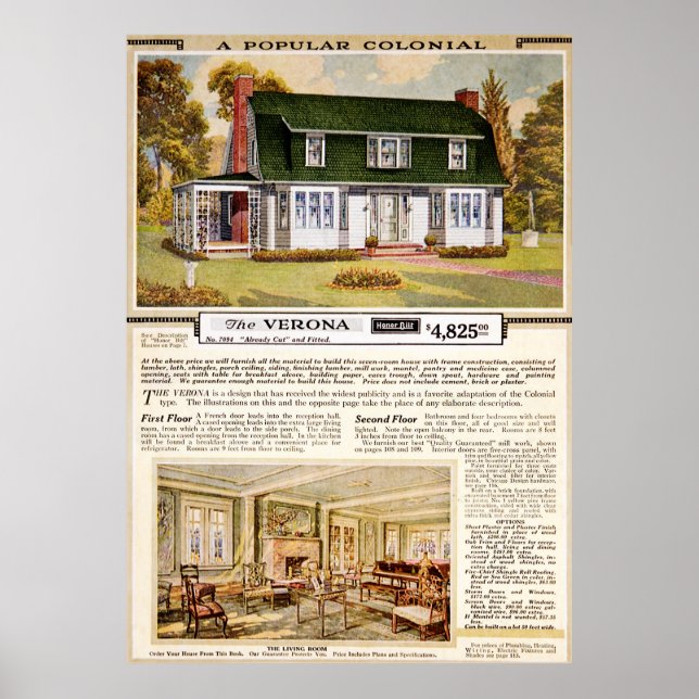Sears 1920s Verona Colonial House Poster (Front)