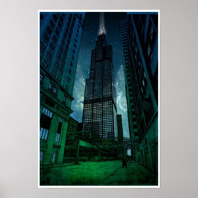 Sears Tower Architectural Drawing Poster (Front)