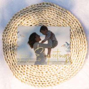 Seas and Greetings Beach Theme Photo Foil Holiday Card
