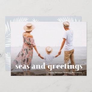 Seas and Greetings Coastal Christmas Photo Card