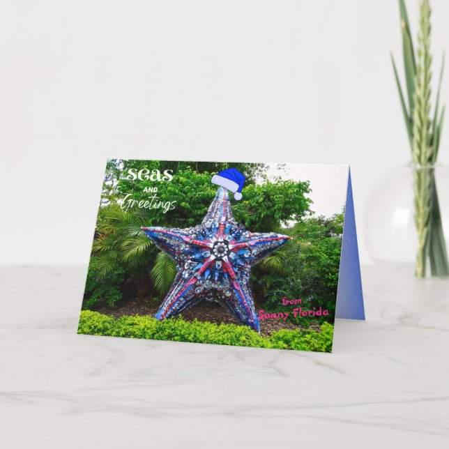 Seas and Greetings from Sunny Florida Christmas  Holiday Card (Front)