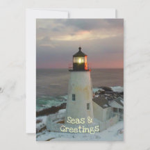 Seas and Greetings Maine Lighthouse