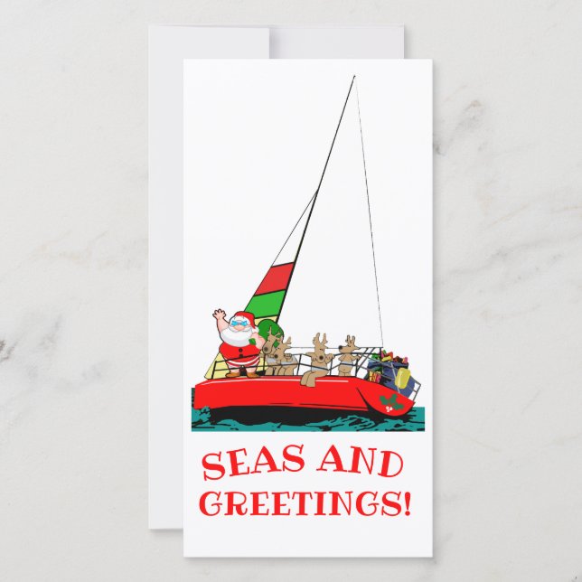 Seas and Greetings Nautical Christmas Card (Front)