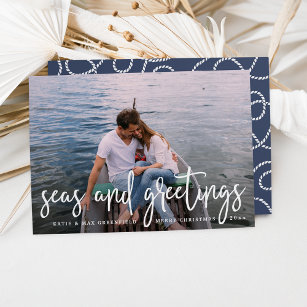 Seas and Greetings   Nautical Holiday Photo Card