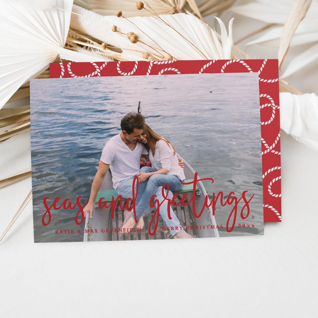 Seas and Greetings | Nautical Holiday Photo Card (Creator Uploaded)