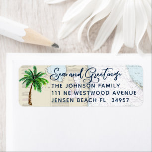 Seas and Greetings Nautical Holiday Return Address Label
