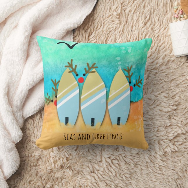 Seas and Greetings Reindeer Coastal Cushion (Blanket)