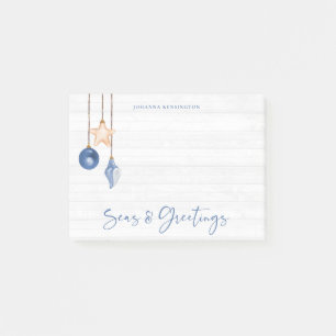 Seas and Greetings Seashell Ornament Coastal Wood Post-it Notes