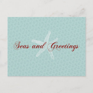 Seas and Greetings Seasons Greetings Starfish Holiday Postcard
