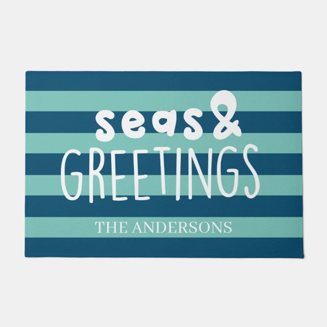 Seas and Greetings Striped Door Mat (Front)