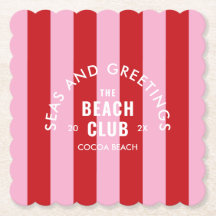 Seas And Greetings The Beach Club Pink Red Stripe
