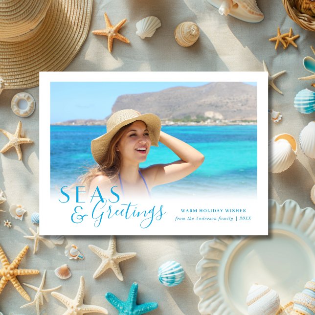 Seas and Greetings Tropical Coastal  Holiday Card (Creator Uploaded)