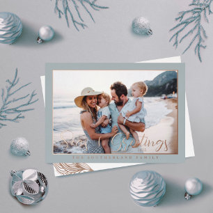Seas & Greeting Ocean Marine Life Photo Frame Foil Holiday Card