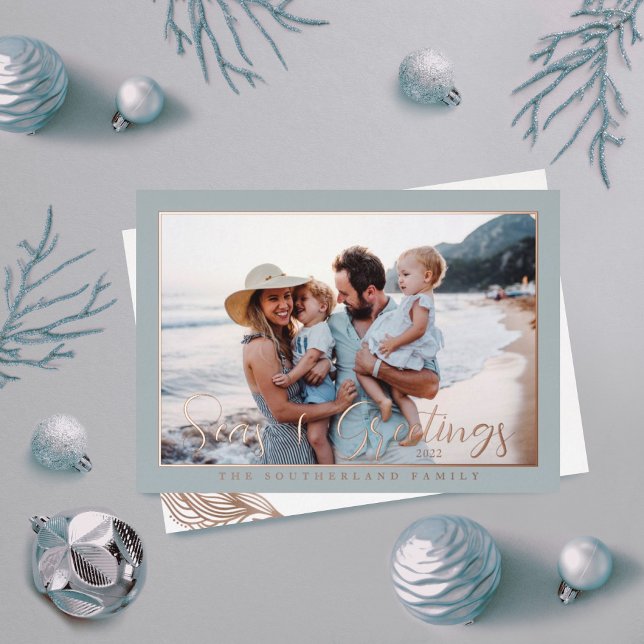 Seas & Greeting Ocean Marine Life Photo Frame Foil Holiday Card (Creator Uploaded)