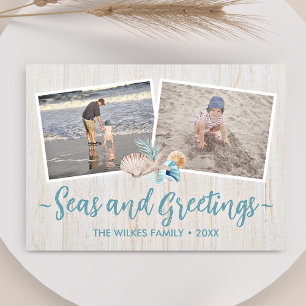 Seas & Greetings 5 Photo Beach Vacation Seashells Holiday Card
