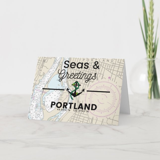 Seas & Greetings Chart- Portland Holiday Card (Front)