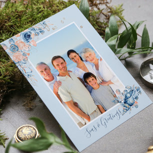Seas & Greetings Christmas Nautical Chic Photo Postcard