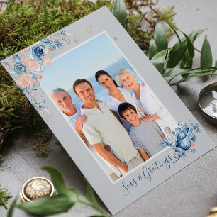 Seas & Greetings Christmas Nautical Chic Photo Postcard