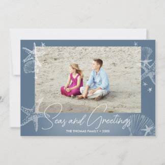 Seas & Greetings Family Photo Beach Starfish Holiday Card