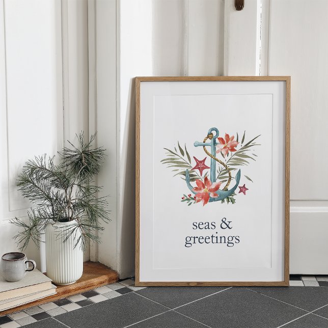 Seas & Greetings | Nautical Christmas Anchor Print (Creator Uploaded)
