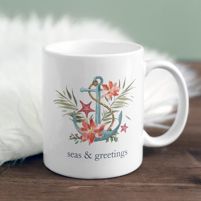 Seas & Greetings | Nautical Christmas Coffee Mug (Creator Uploaded)
