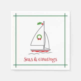Seas & Greetings Nautical Holiday Napkin Red Green
