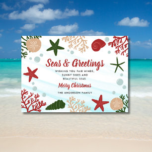 Seas & Greetings Nautical Ocean Beach Red Holiday Card