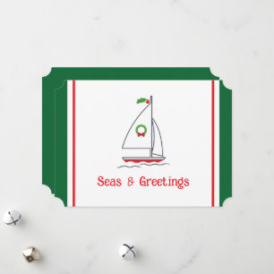 Seas & Greetings Nautical Pun Holiday Card White