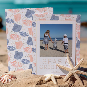 Seas & Greetings Photo Real Rose Gold Foil Holiday Card