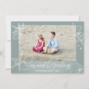 Seas & Greetings Sage Photo Beach Starfish Holiday Card