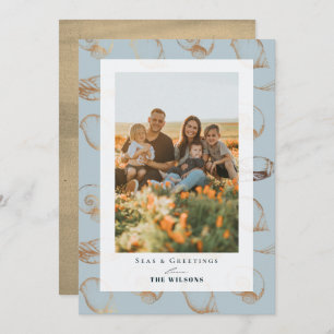 Seas & Greetings Seashell Blue Holiday Photo Card