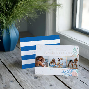 Seas & Greetings Seashell Christmas Tree Photo Foil Holiday Card