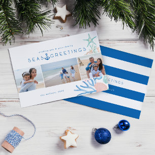 Seas & Greetings Seashell Christmas Tree Photo Holiday Card