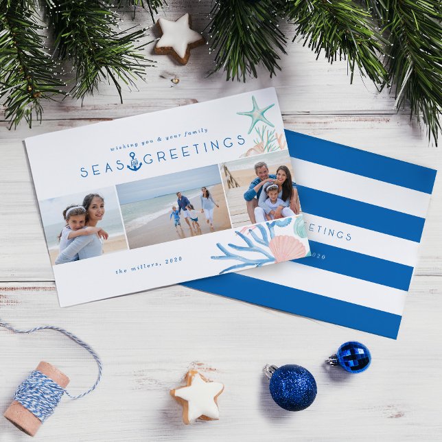 Seas & Greetings Seashell Christmas Tree Photo Holiday Card (Seas & Greetings Seashell Christmas Tree Photo Holiday Card)