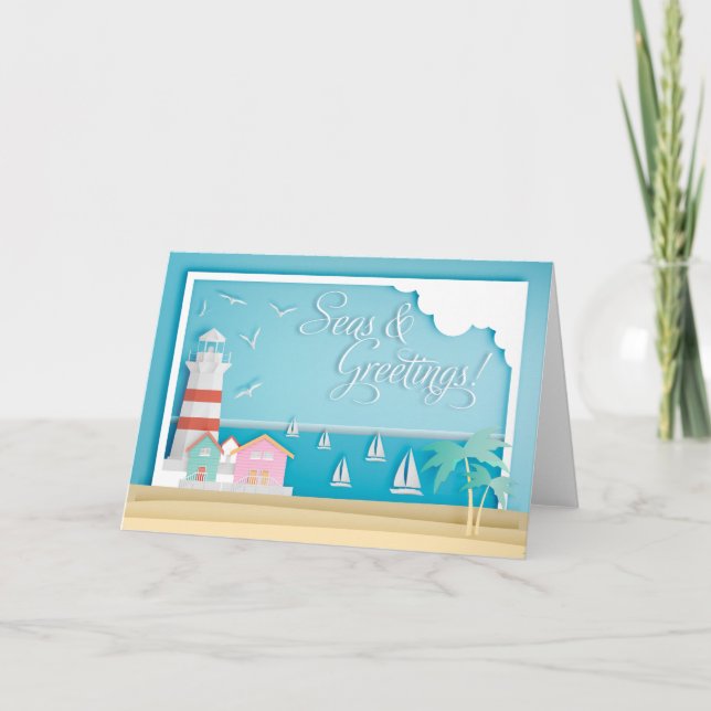 Seas & Greetings Seaside Holiday Card (Front)