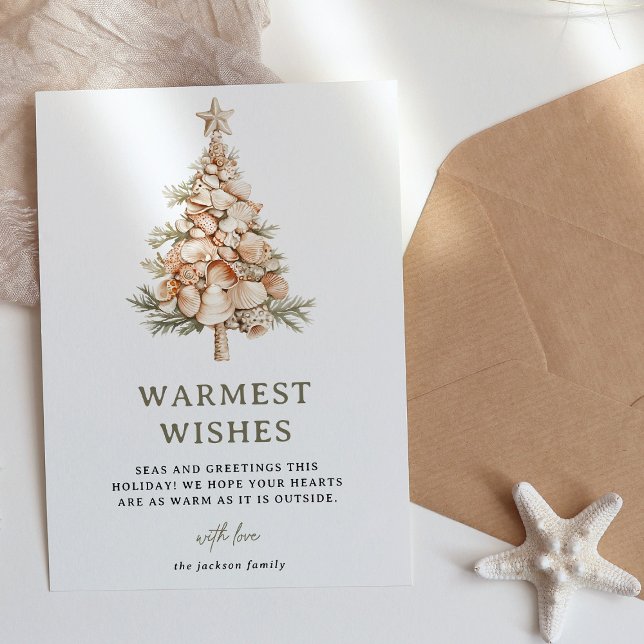 Seas & Greetings Shell Tree Christmas Holiday Card (Creator Uploaded)